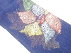 アンティーク　手織り真綿紬　花模様織り出し名古屋帯（材料）